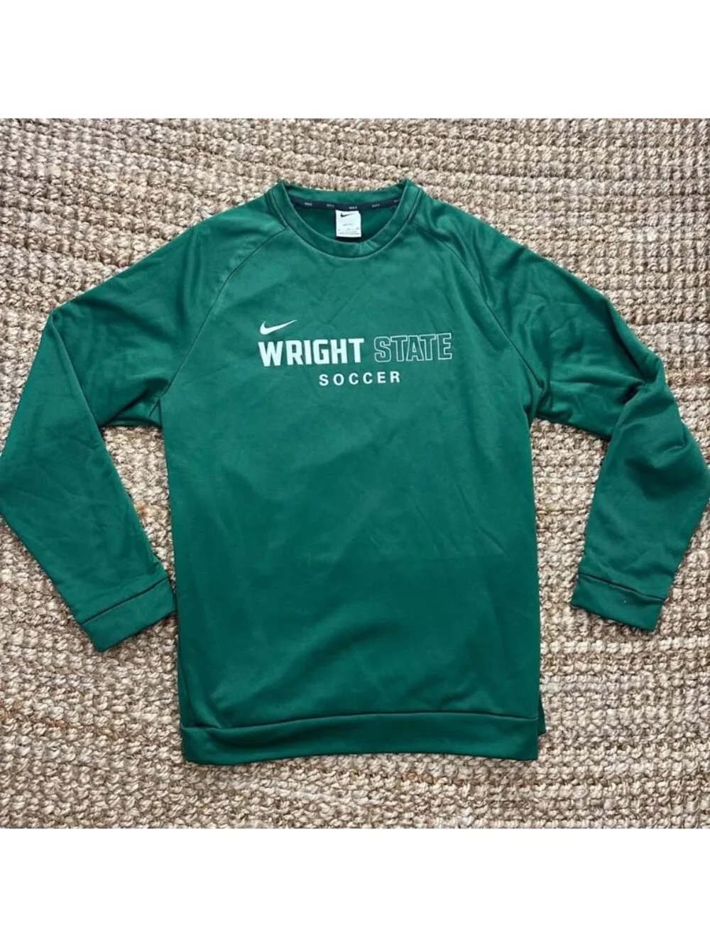 Nike Dri-Fit Wright State University Soccer Sweatshirt Mens Green Long Sleeve La